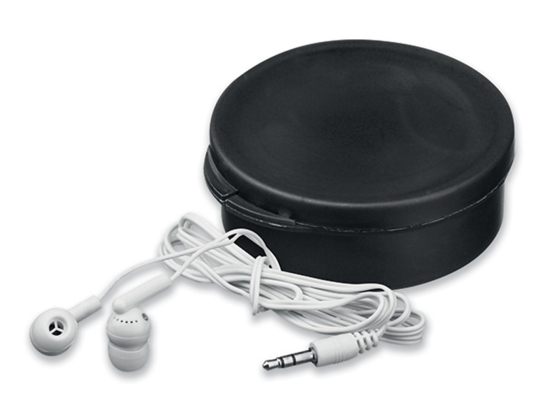 BUD audio ear buds with JACK cable in plastic box, Black