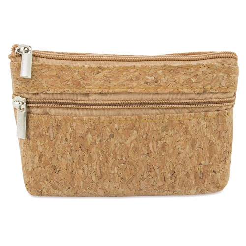 DOUBLE ZIP CORK PURSE NATUR