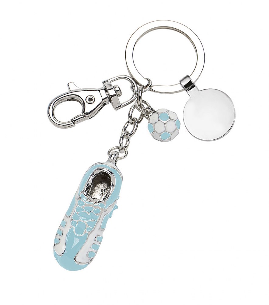 KEY CHAIN FOOTBALL SHOE WHITE LIGHT BLUE