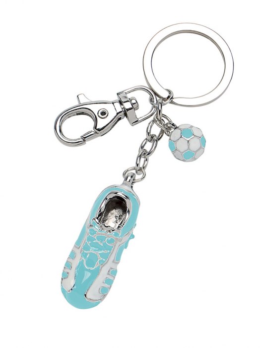 KEY CHAIN FOOTBALL SHOE WHITE LIGHT BLUE