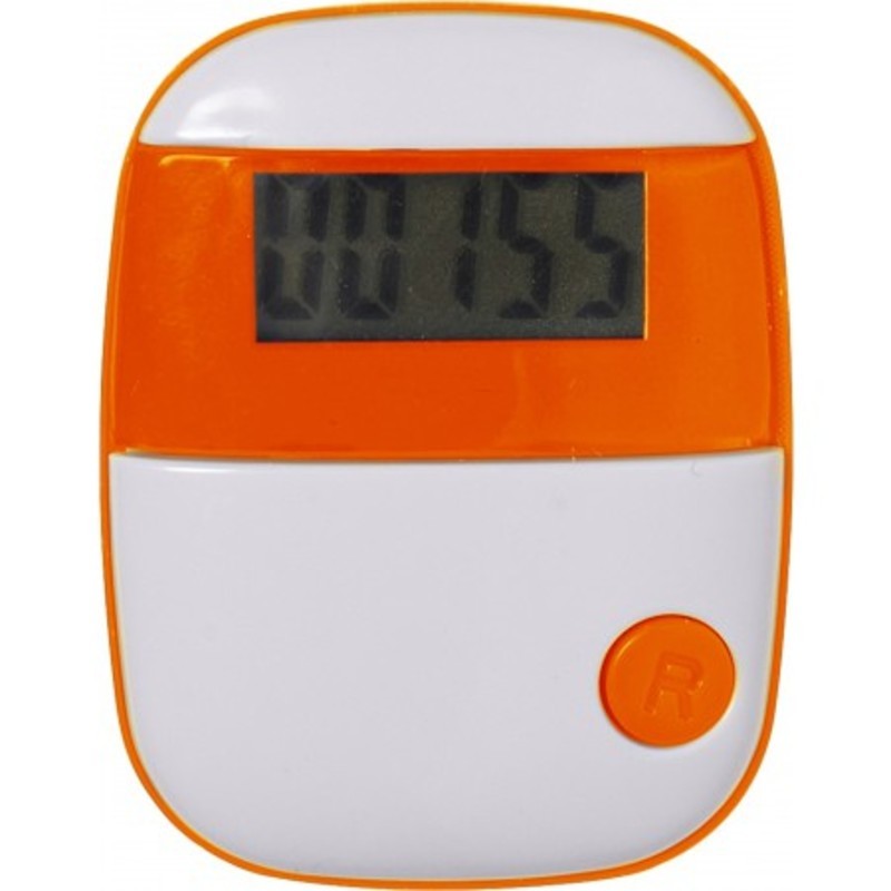 Plastic pedometer with a step counter.