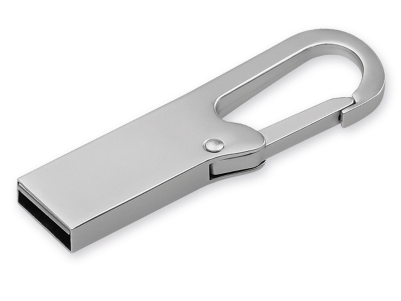 USB FLASH 53 metal USB FLASH 32 GB with carabiner, supporting interface 2.0, Satin silver