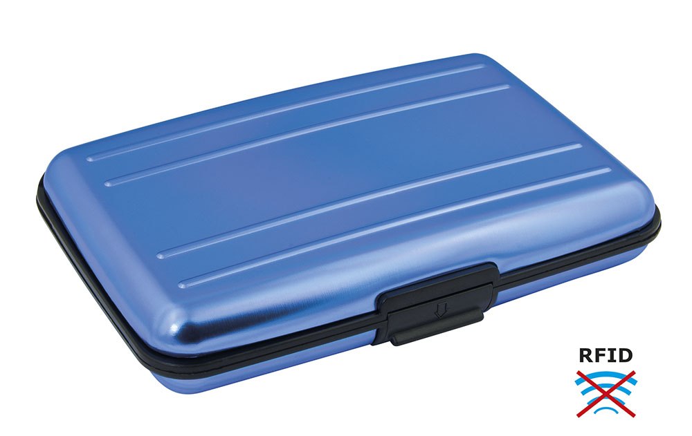 BUSINESS CARD HOLDER ALUMINIUM BLUE