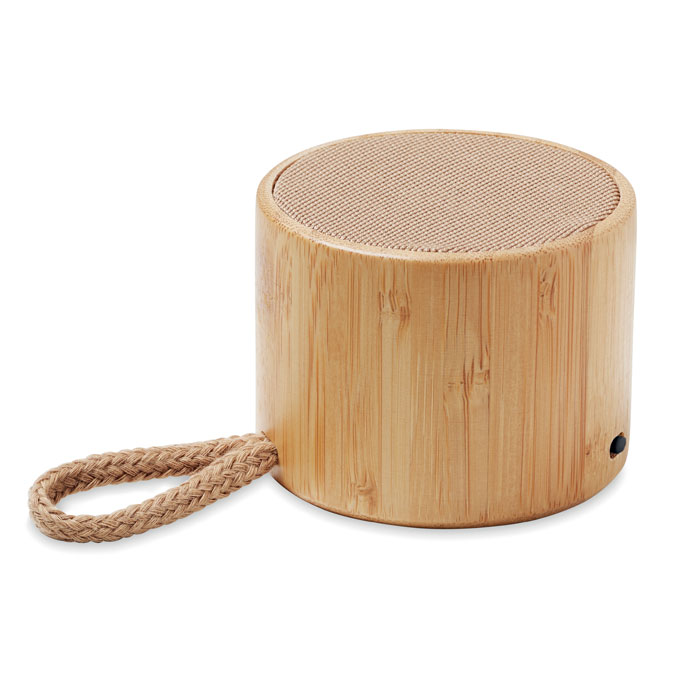 Round bamboo wireless speaker