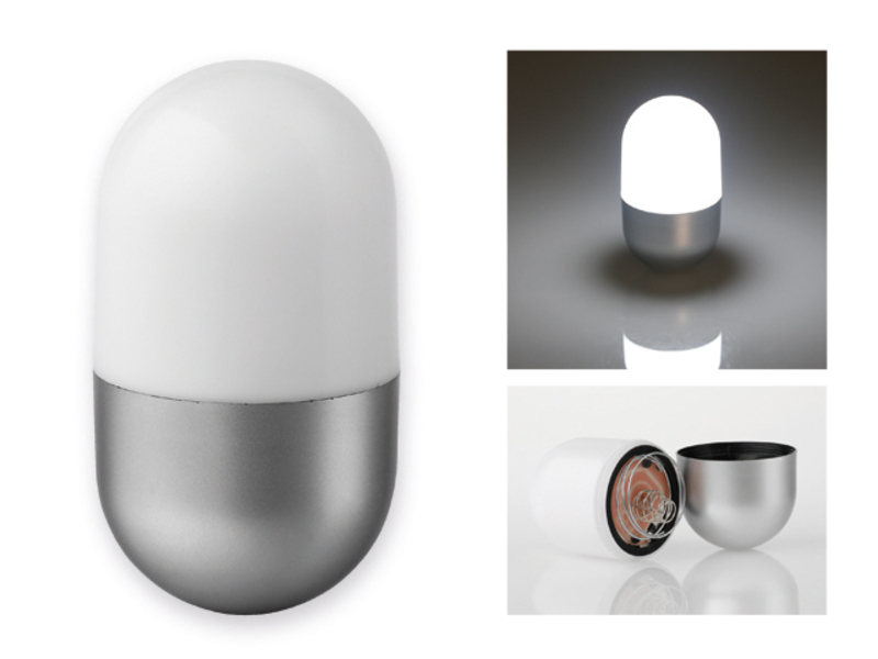 CAPSULE plastic 5 LED torch in shape of capsule, Satin silver
