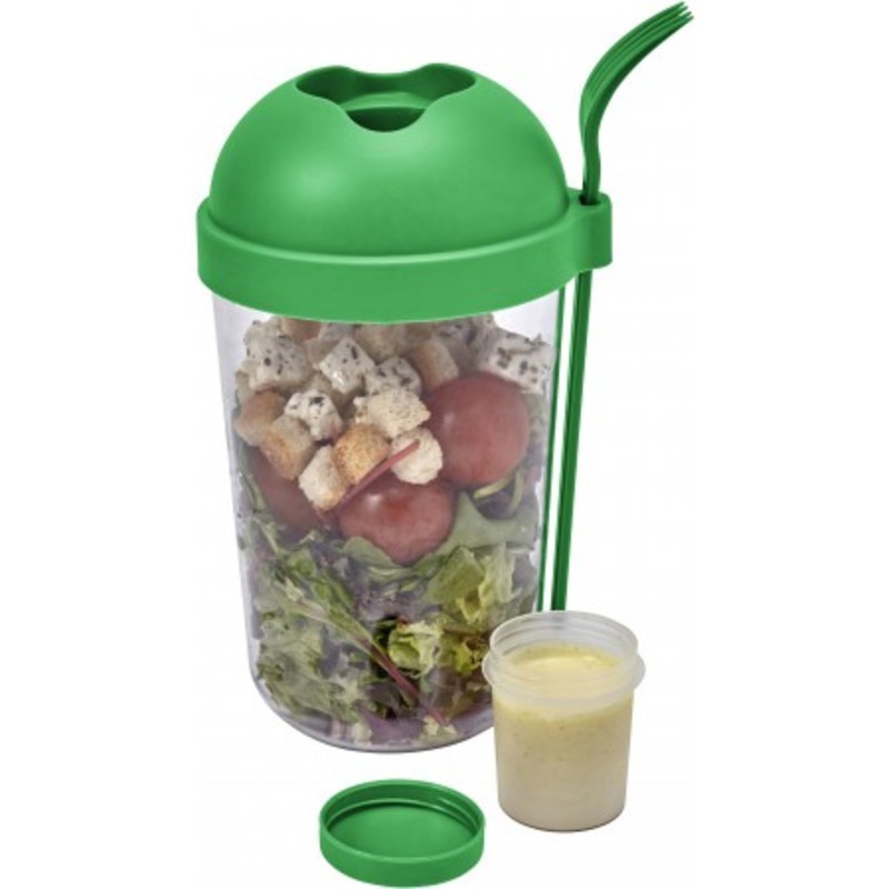 Plastic salad cup with plastic fork