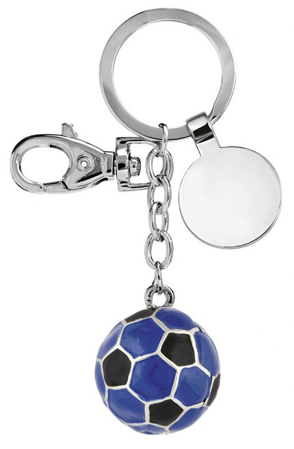 KEY CHAIN FOOTBALL BALL BLACK BLUE