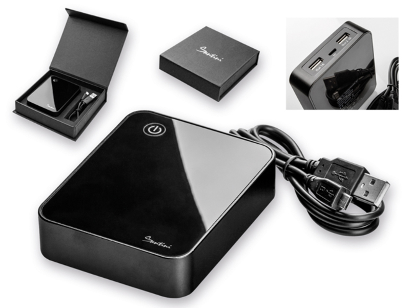 ENERGY metal power bank with 8 000 mAh capacity, SANTINI, Black