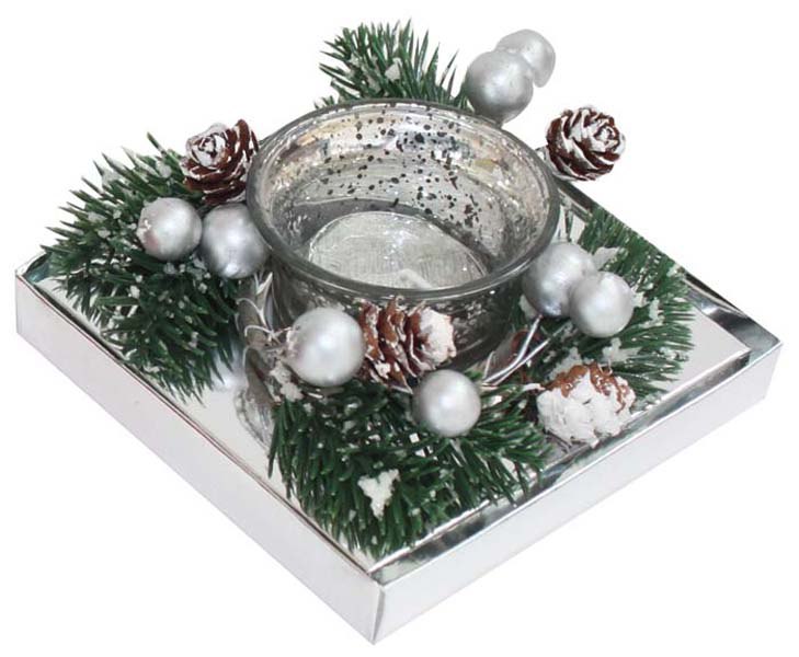 SILVER COLOUR GLASS CANDLE