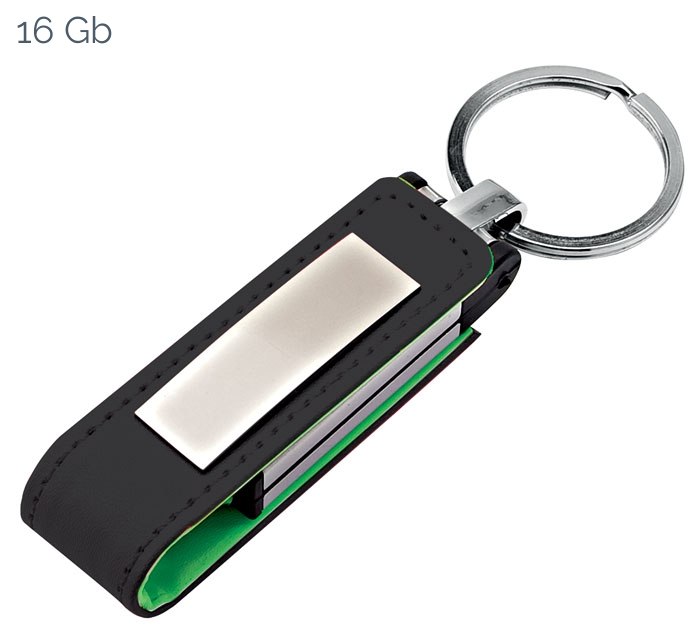 USB GREEN LEATHER 22x105 mm