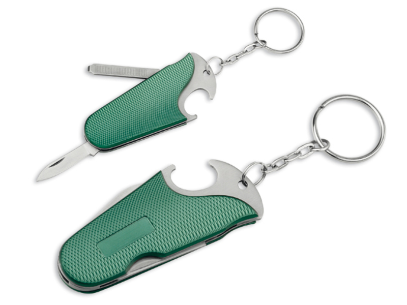 KEENAN keychain - bottle opener and knife, Green