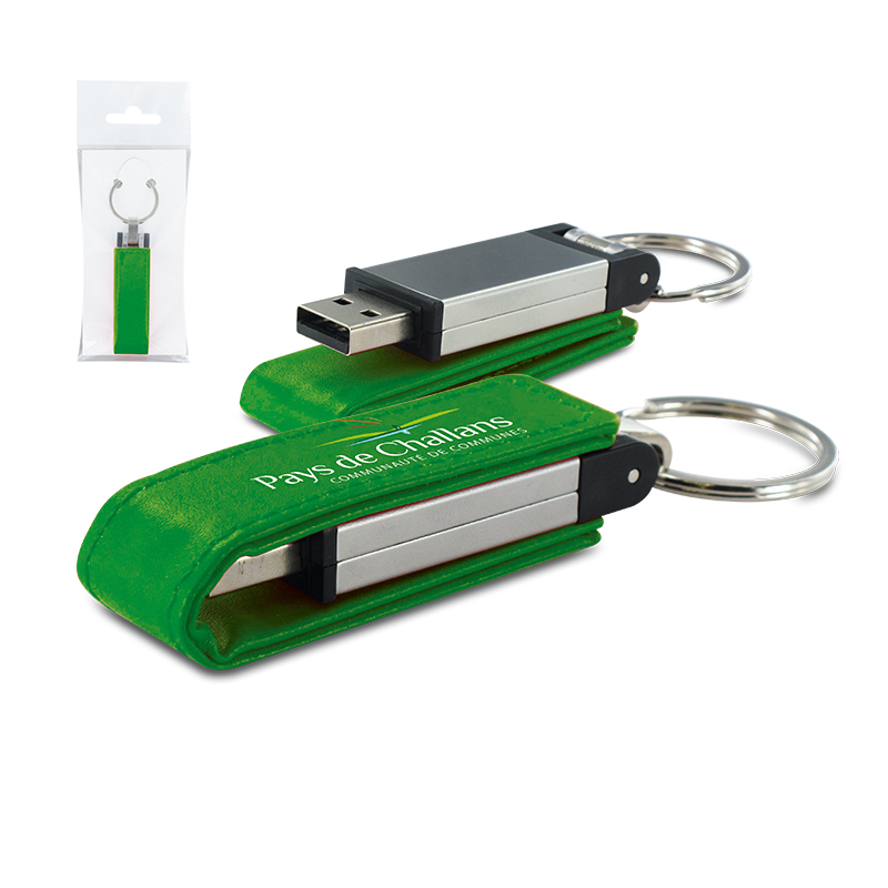 USB stick in imitation leather/metal