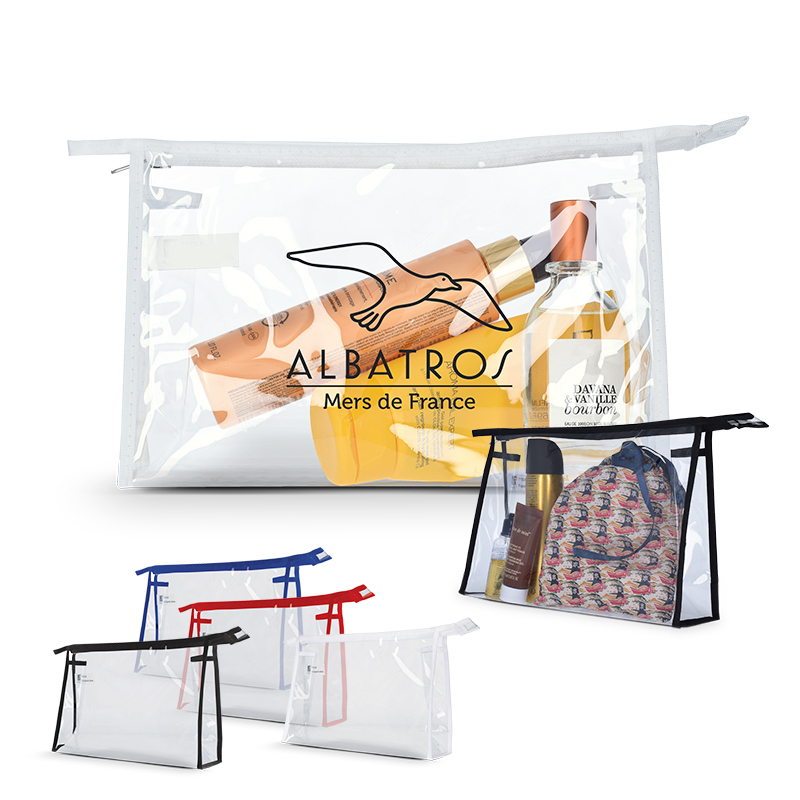 TRANSPARENT PLASTIC TOILETRIES BAG