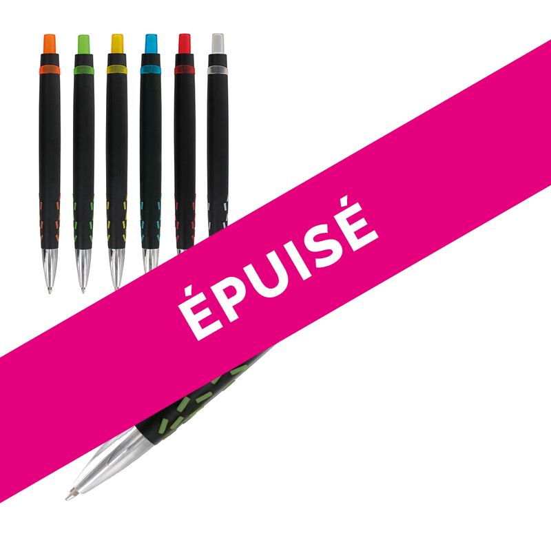 Black ink ball-point pen with plastic body and clip