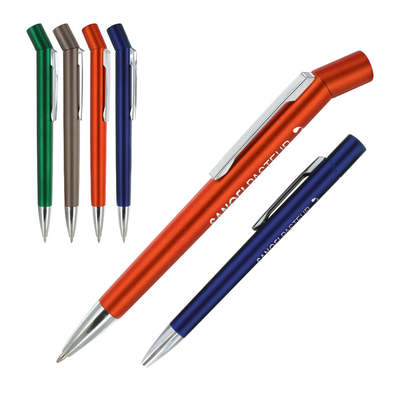 BLUE BALLPOINT PEN, PLASTIC BARREL AND METAL CLIP