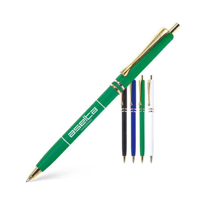 PLASTIC BALLPOINT PEN (BLUE INK) METAL CLIP RETRACTABLE