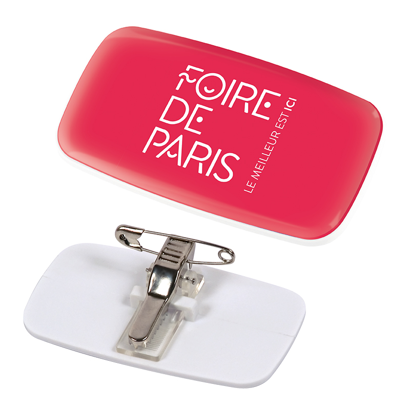 BADGE WITH PIN/CLIP AND DOME PRINTING
