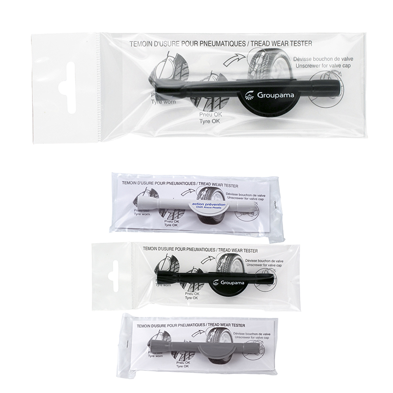TYRE TREAD DEPTH GAUGE, INDIVIDUALLY WRAPPED WITH INSTRUCTION LEAFLET