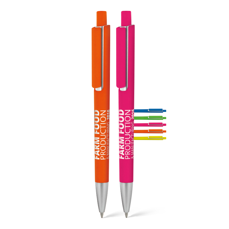 Black ink ball-point pen with plastic body and clip