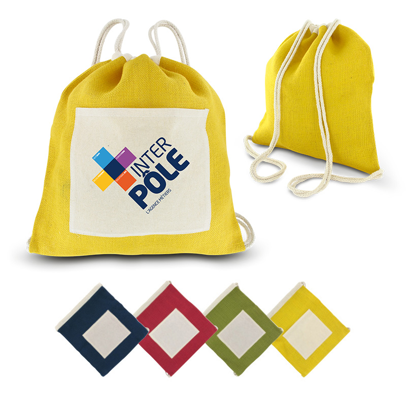 Drawstring rucksack in canvas and cotton