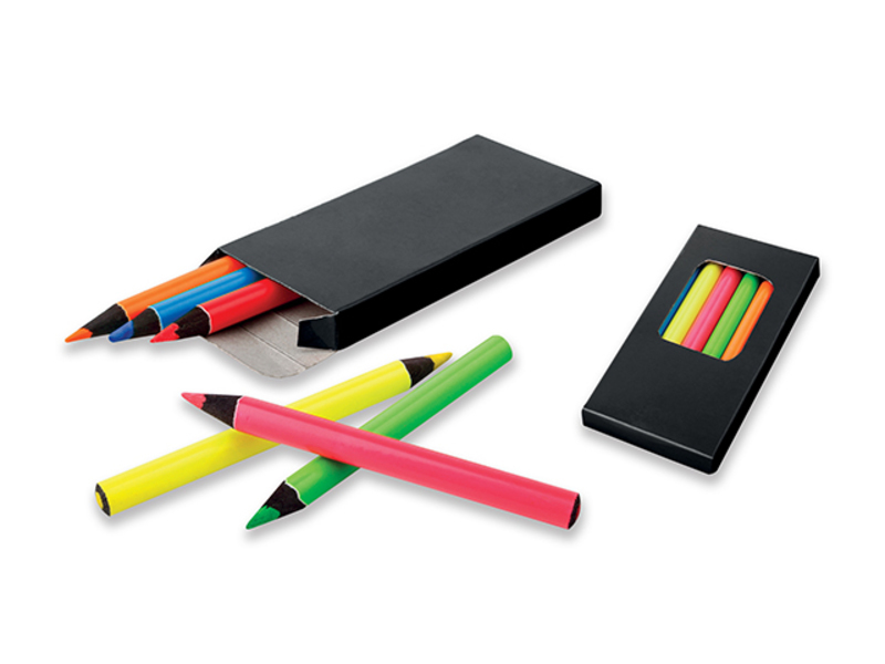 MEMLING set of wooden fluorescent crayons, 6 pcs, Black
