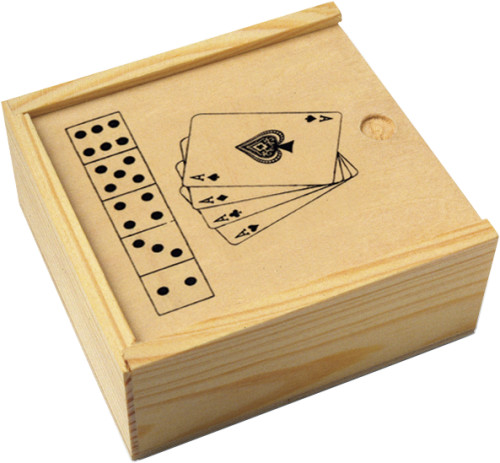 Wooden box with game set Myriam