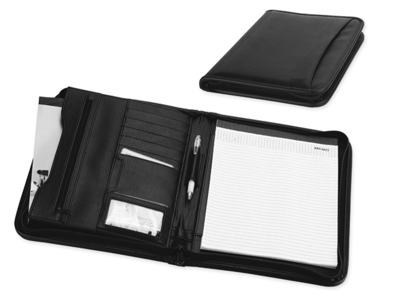 GIOVANNA portfolio from leather imitation with notebook A4, Black