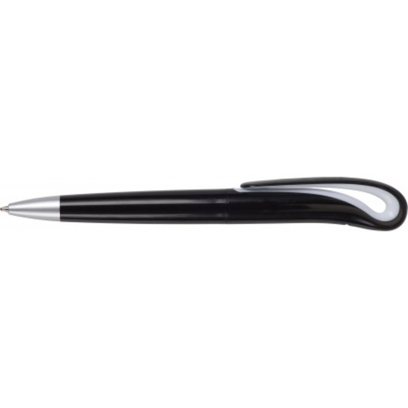 Black ballpen with swan neck.