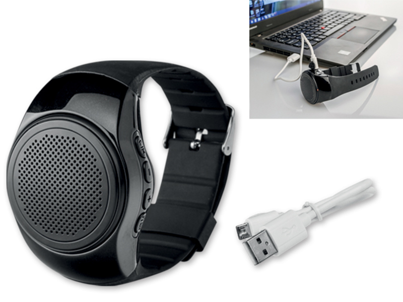 WRIST plastic 2.1 bluetooth speaker in shape of wrist watch, 3W, Black