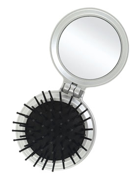 SILVER HAIRBRUSH WITH MIRROR COMB