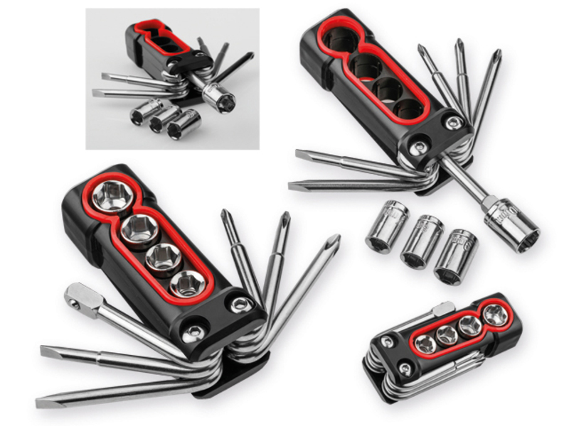 EMIL set of metal screwdrivers with plastic parts, 10 functions, Red