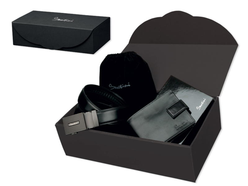 SAN SET wallet and belt SANTINI in gift box