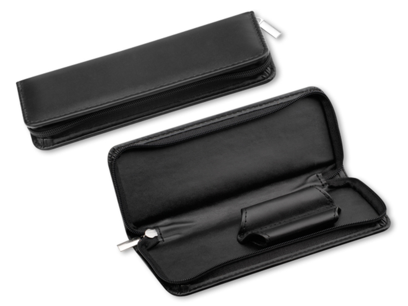 LEELA imitation leather case for 2 pens, Black
