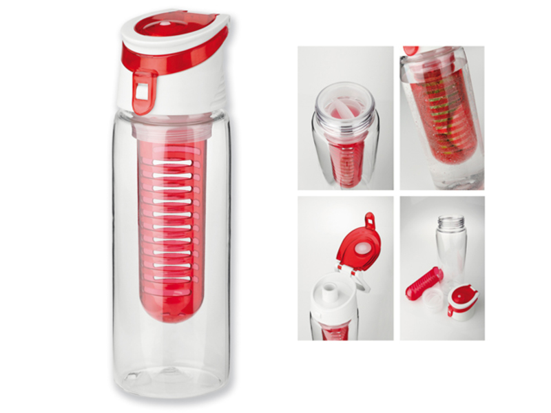 INFUSER plastic sport bottle with infuser, 700 ml, Red