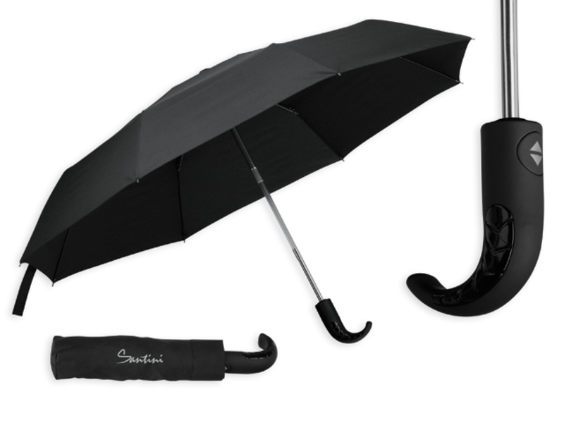 ANOKI folding umbrella, pongee material, SANTINI, Black