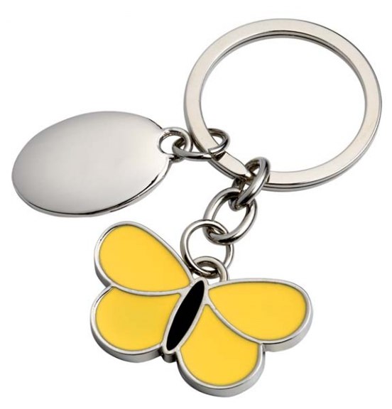 KEYCHAIN BUTTERFLY YELLOW-BLACK