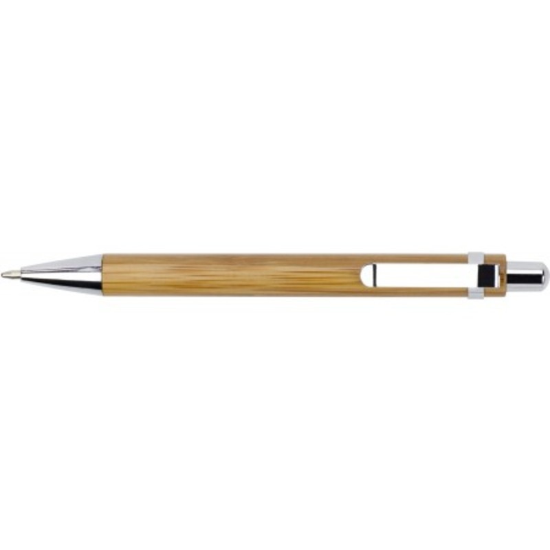 Bamboo ballpen with blue ink.