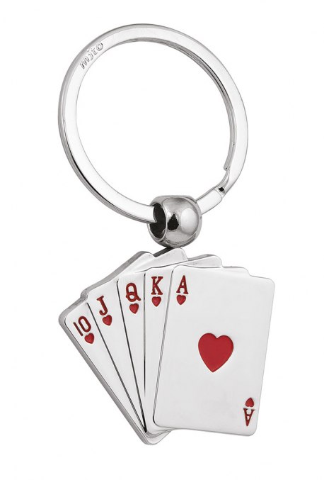 POKER KEY RING ROYAL FLUSH HEARTS