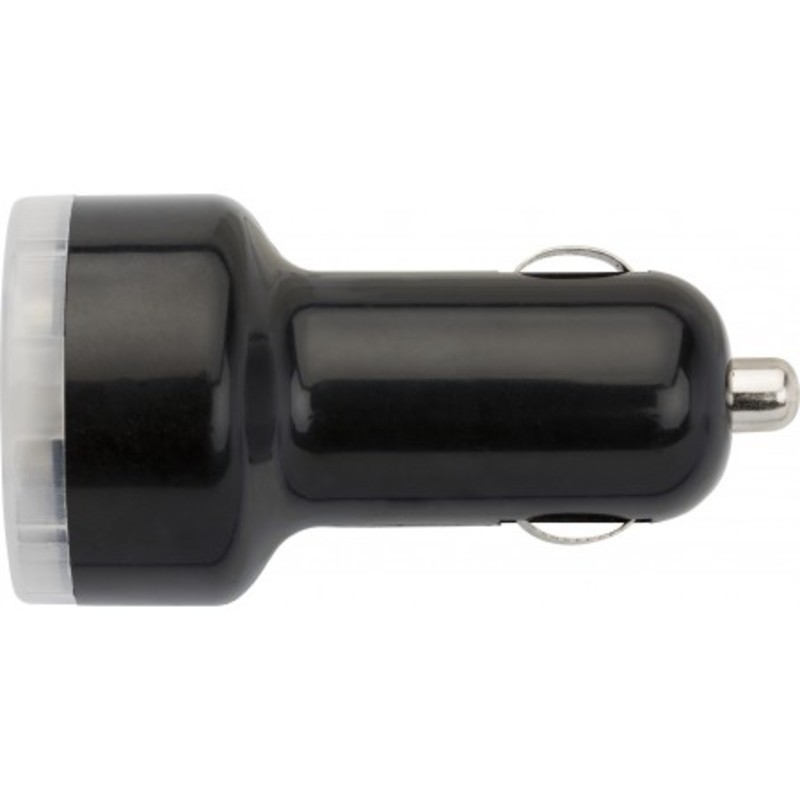 Plastic car power adapter with two USB ports
