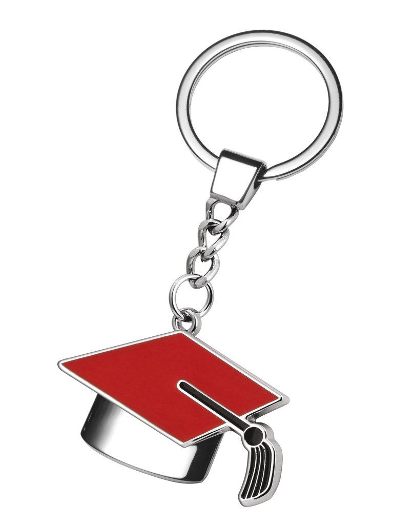 KEYCHAIN MORTARBOARD BLACK AND RED