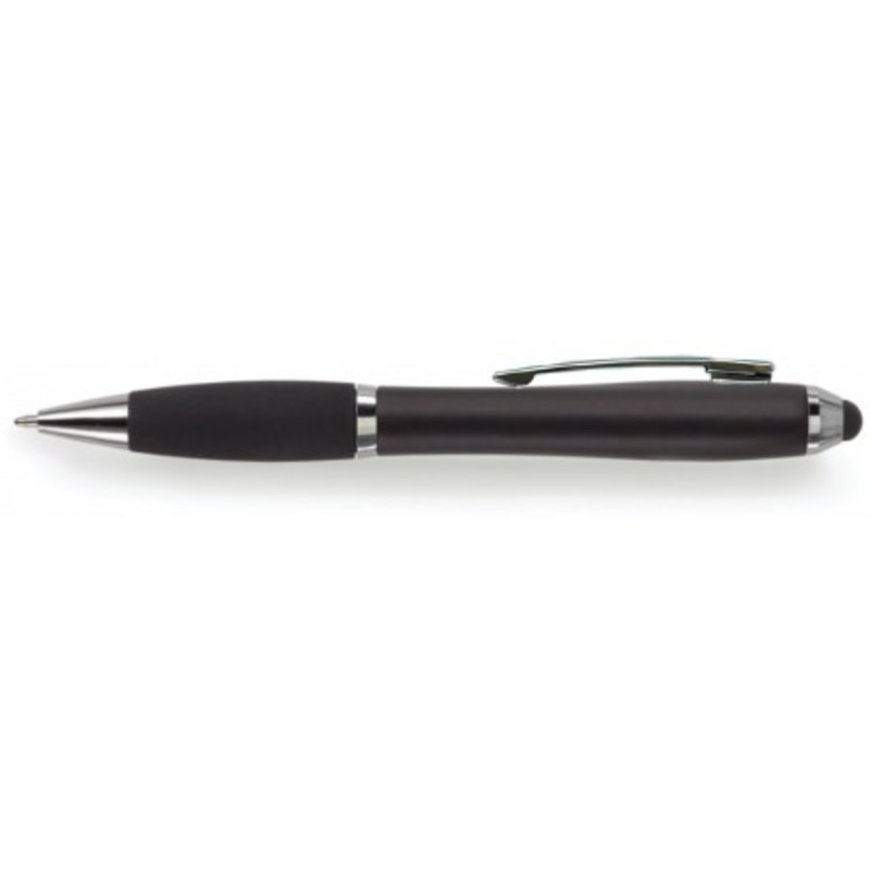 Ballpen with black rubber grip and stylus