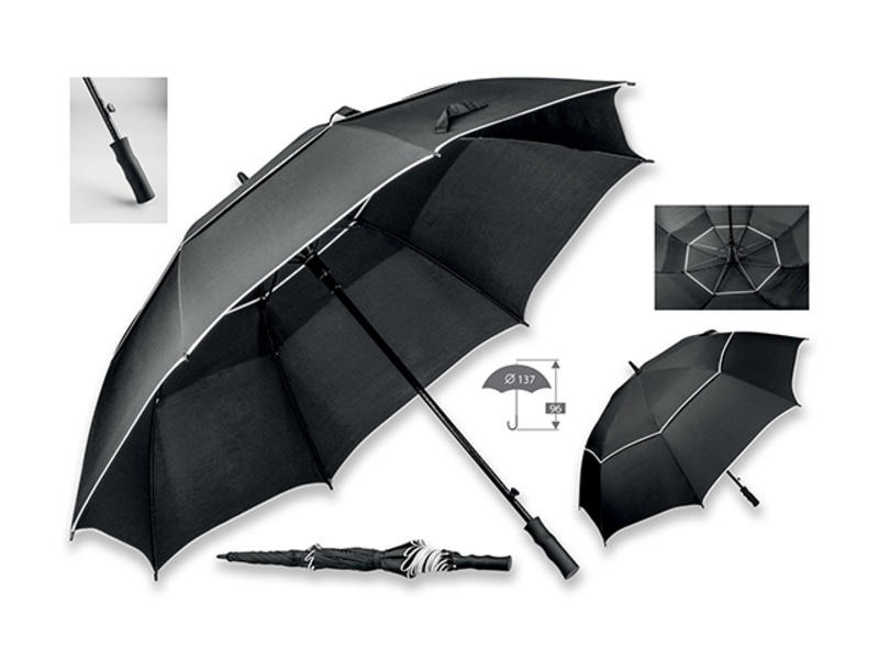 NATE polyester automatic golf umbrella, Black