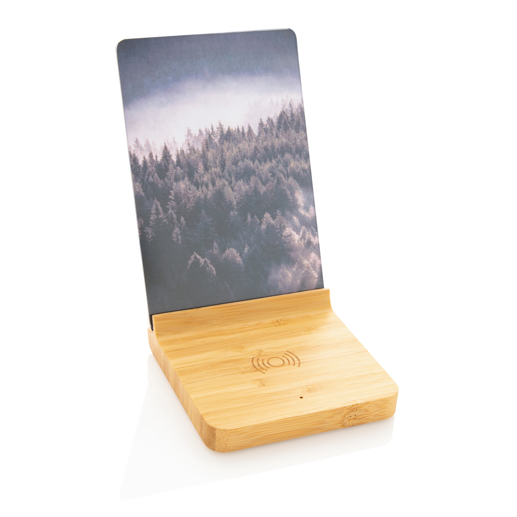 Bamboo 5W wireless charger with photo frame