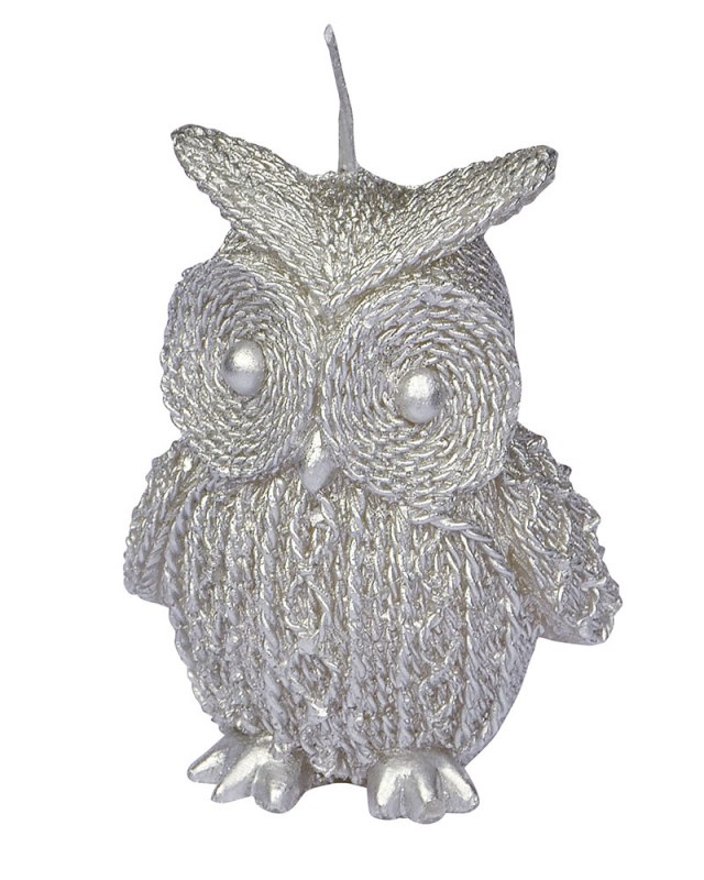 CANDLE GREY OWL WITH GLITTER