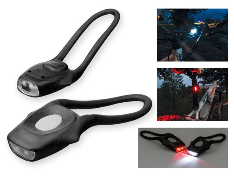 TWICE set of bike lamps - 1x 2 LED white, 1x 2 LED red, Black