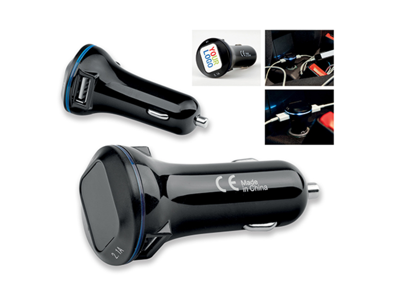 TUKABEL USB car adapter with 2 outputs, Black