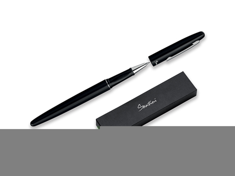 GROOVY ROLLER metal roller pen in gift box, blue refill, SANTINI, Black
