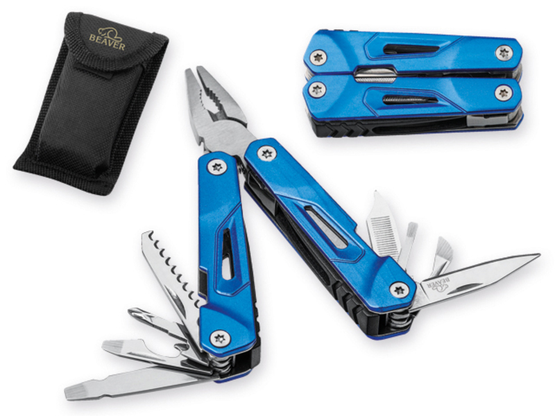 JUNIOR stainless steel pocket tool set in nylon pouch, 9 functions, Royal blue