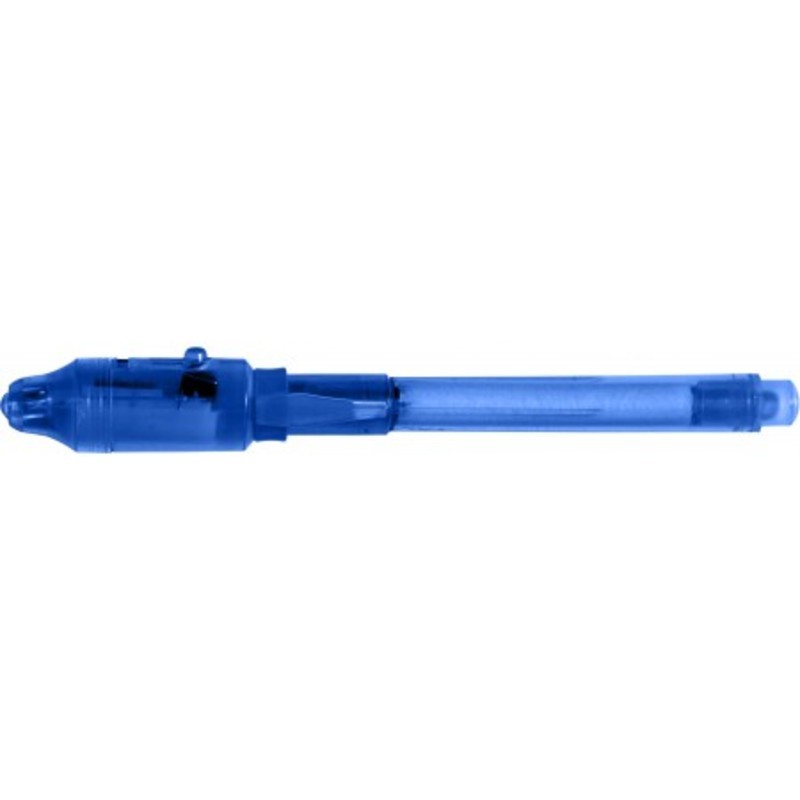Plastic pen with invisible ink.
