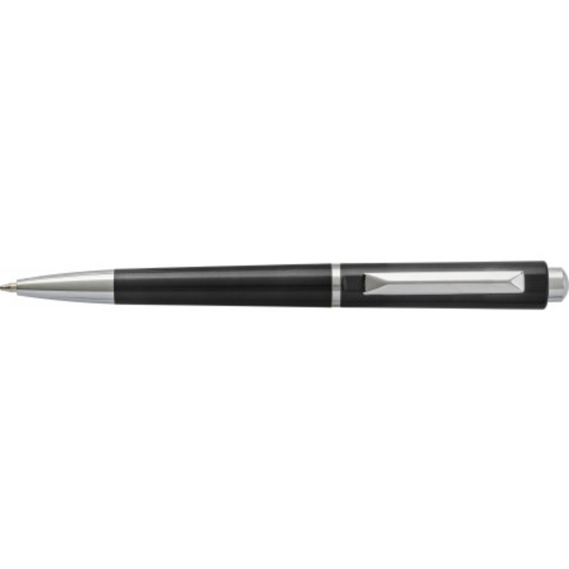 Plastic ballpen with silver coloured tip